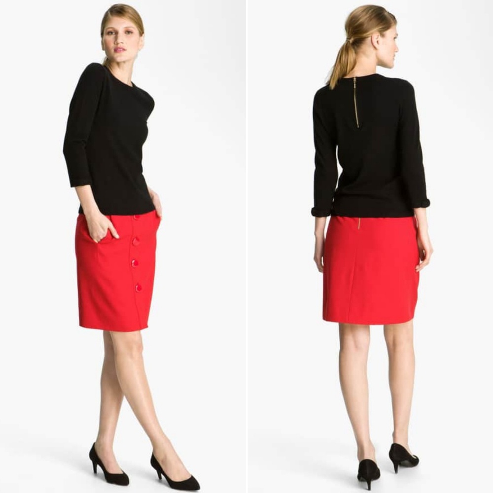 Kate Spade Red Wool Button Skirt size 10